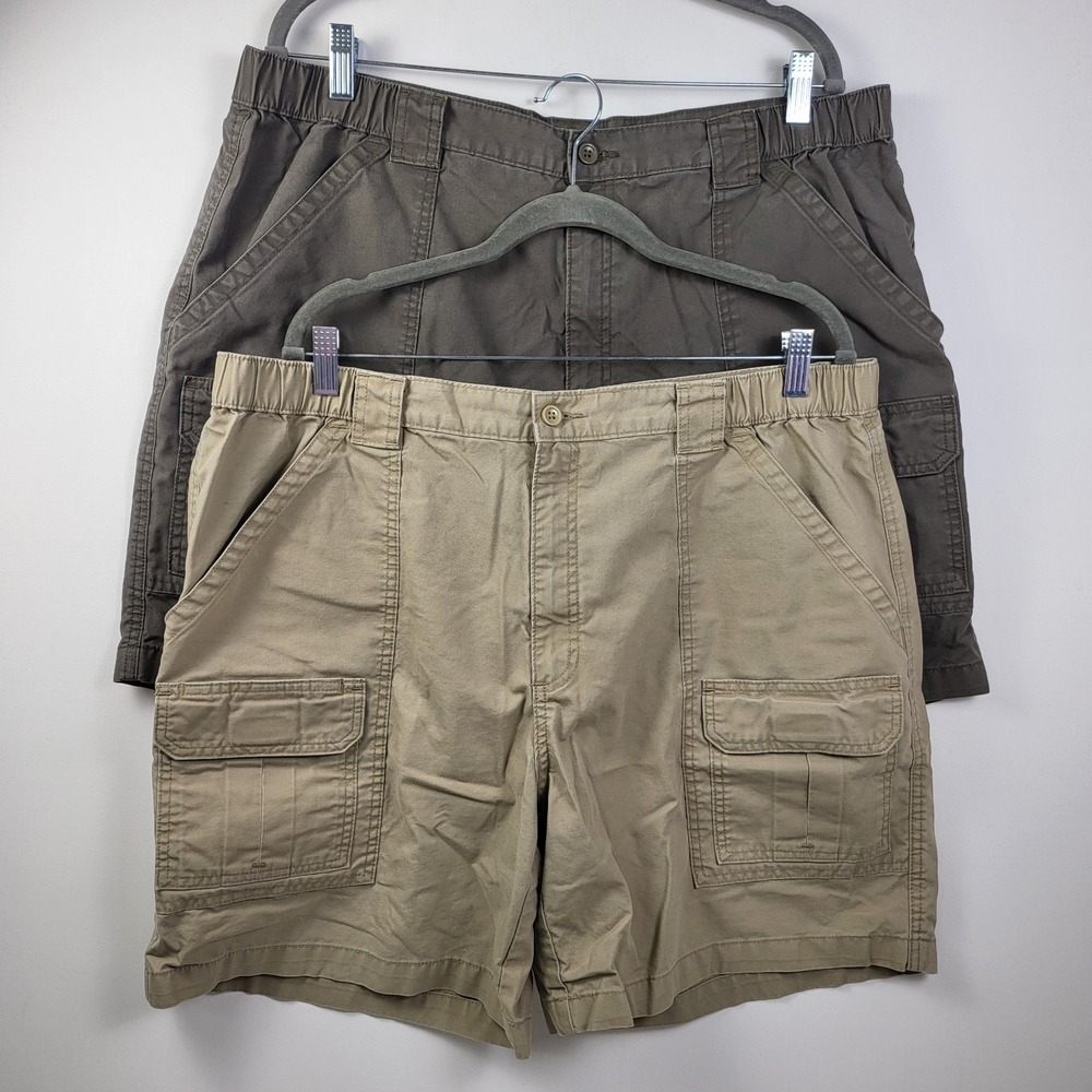 2 Pairs Of Savane Cargo Shorts Mens Size‎ W 40 Khaki And Green Utility Hiking